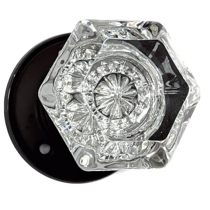 Hexagonal Glass Door Knobs Oil Rubbed Bronze Broughtons Lighting & Ironmongery