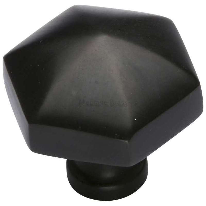 Heritage Hexagon Knob C2238 Matt Black Broughtons Lighting