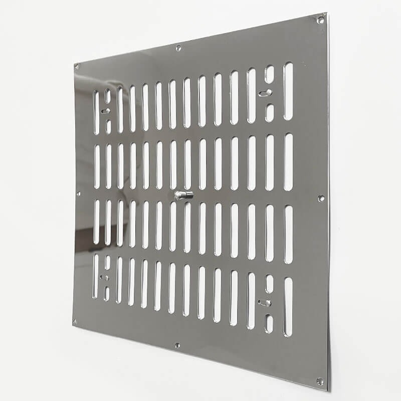 Hit and Miss Air Vent Cover 12" x 12" Polished Chrome Broughtons