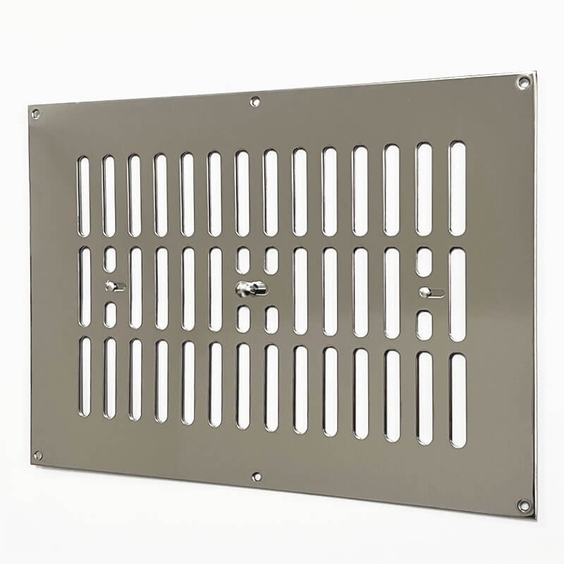 Hit and Miss Air Vent Cover 12" x 9" Polished Stainless Steel