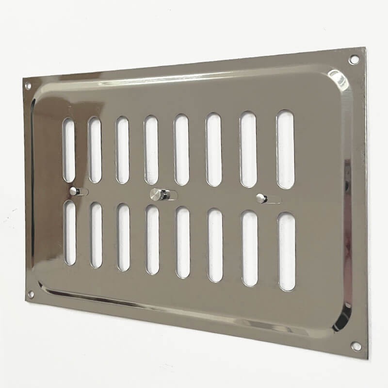 Hit and Miss Air Vent 9.5" x 6.5" Polished Stainless Steel Broughtons