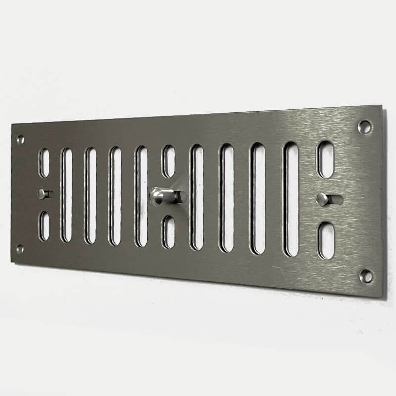 Hit and Miss Air Vent Cover 9" x 3" Satin Stainless Steel Broughtons