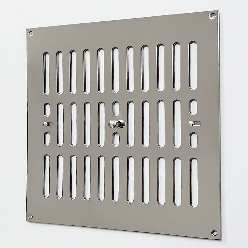 Hit and Miss Air Vent 9" x 9" Polished Stainless Steel Broughtons