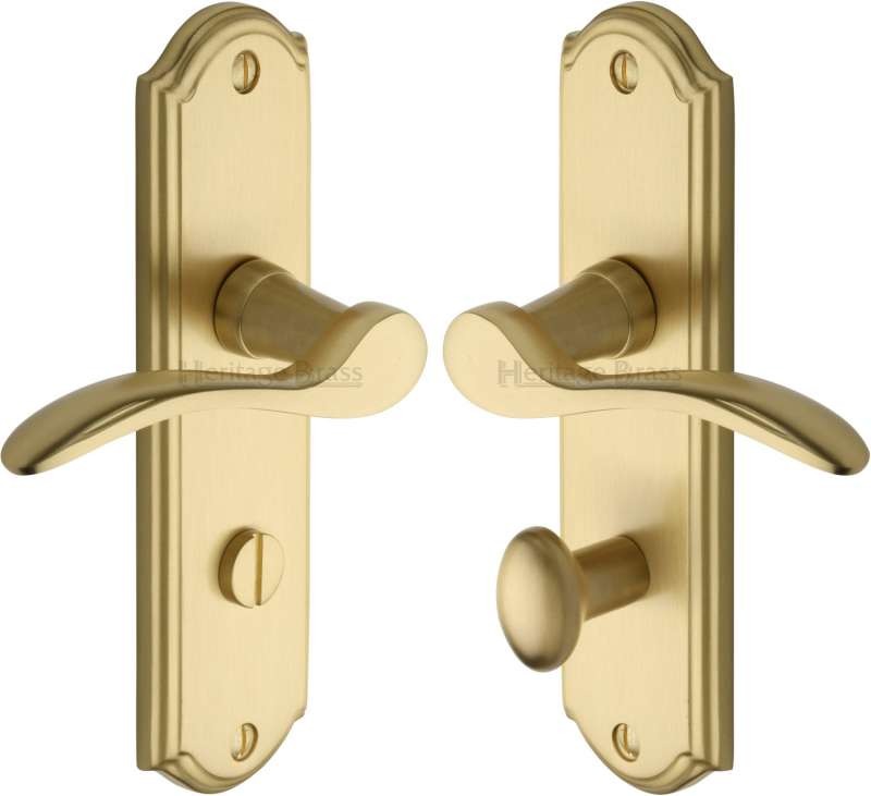 Heritage Howard Bathroom Door Handles How1330 Satin Brass
