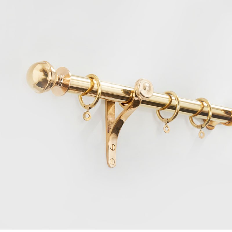Curtain Pole ONLY 25mm Polished Brass - Broughtons Lighting & Ironmongery