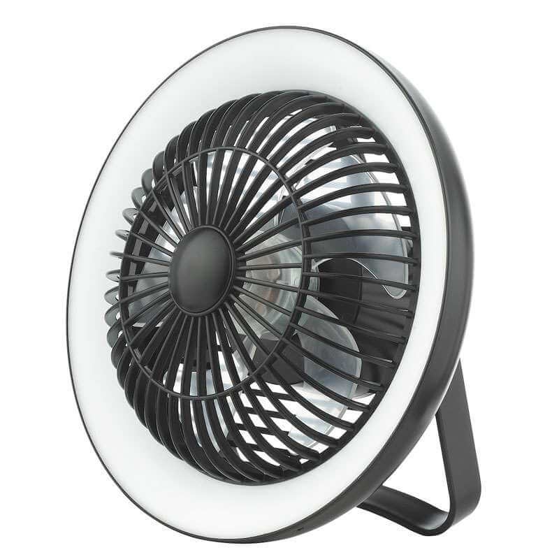 Turbo Desk Fan & LED Light Black Broughtons Lighting & Ironmongery