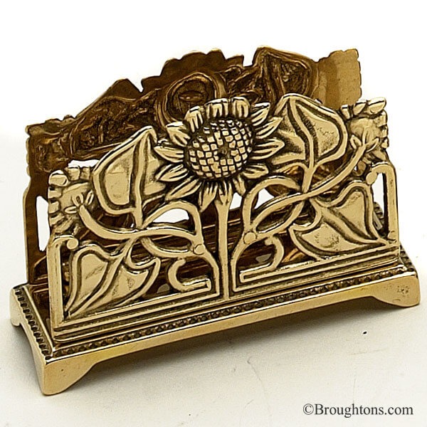 Letter Rack Art Nouveau Polished Brass - Broughtons Lighting