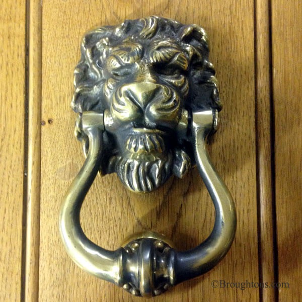 Lion Head Door Knocker Renovated Brass Look Broughtons Lighting