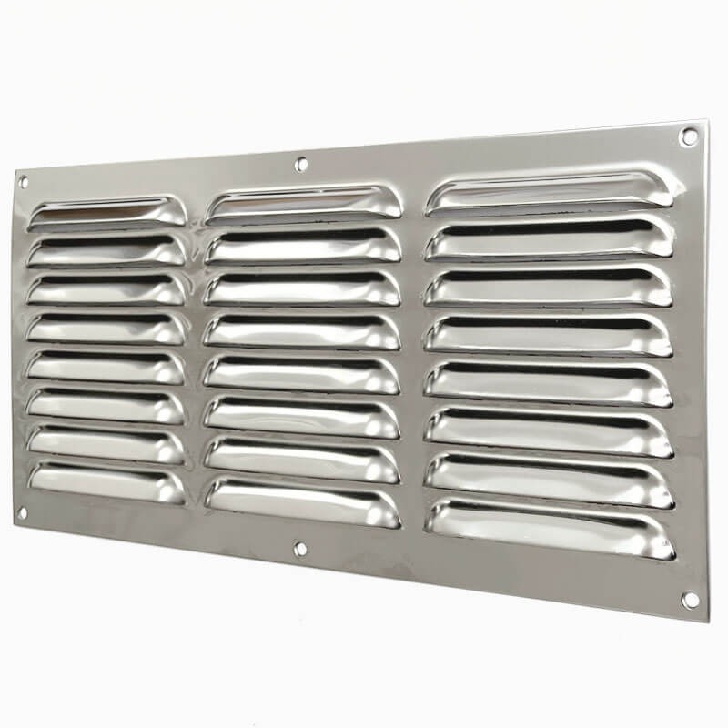 Louvre Air Vent 12" x 6" Polished Stainless Steel Broughtons Lighting