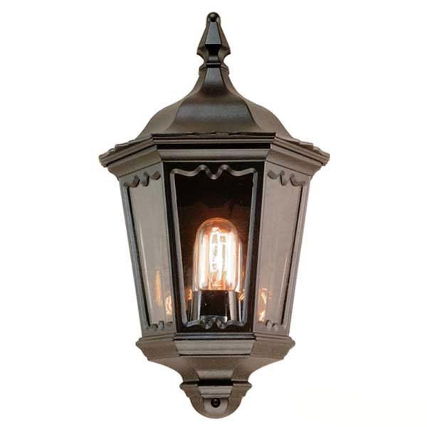 Elstead Medstead Flush Outdoor Wall Light Lantern Black Broughtons