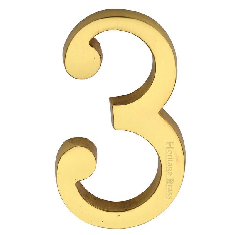 Heritage House Number 3 C1564 Polished Brass Unlacquered - Broughtons ...