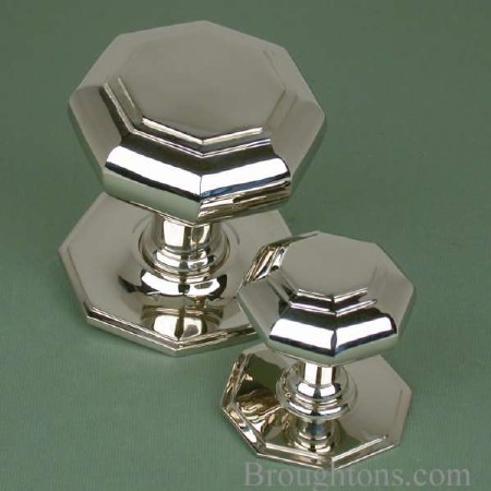 Large Octagonal Centre Door Knob Polished Nickel