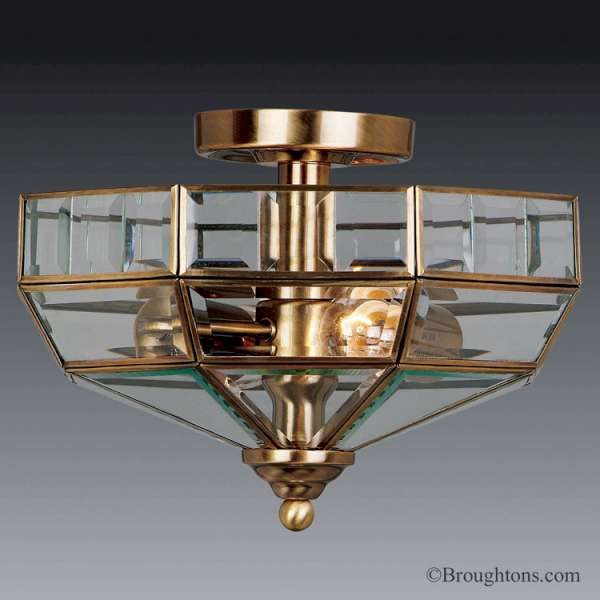 Elstead Old Park Flush Ceiling Light Antique Brass