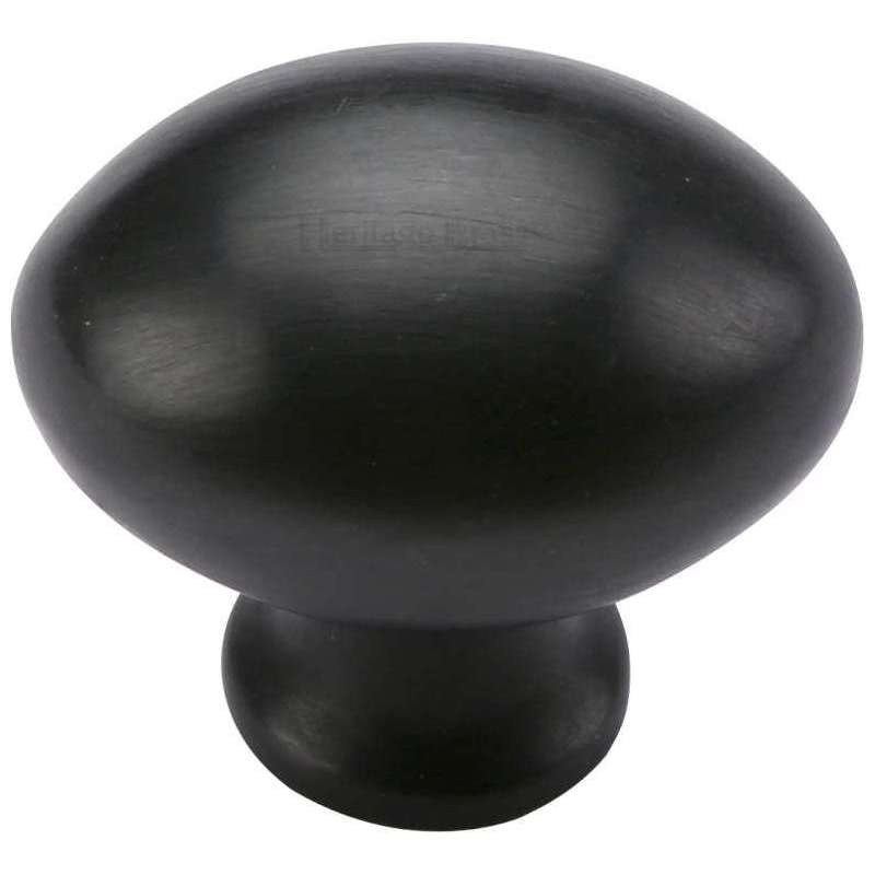 Heritage Oval Cabinet Knob C114 32mm Matt Black - Broughtons Lighting ...