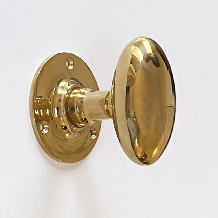 Aston Oval Mortice Door Knobs Polished Brass Unlacquered 64mm