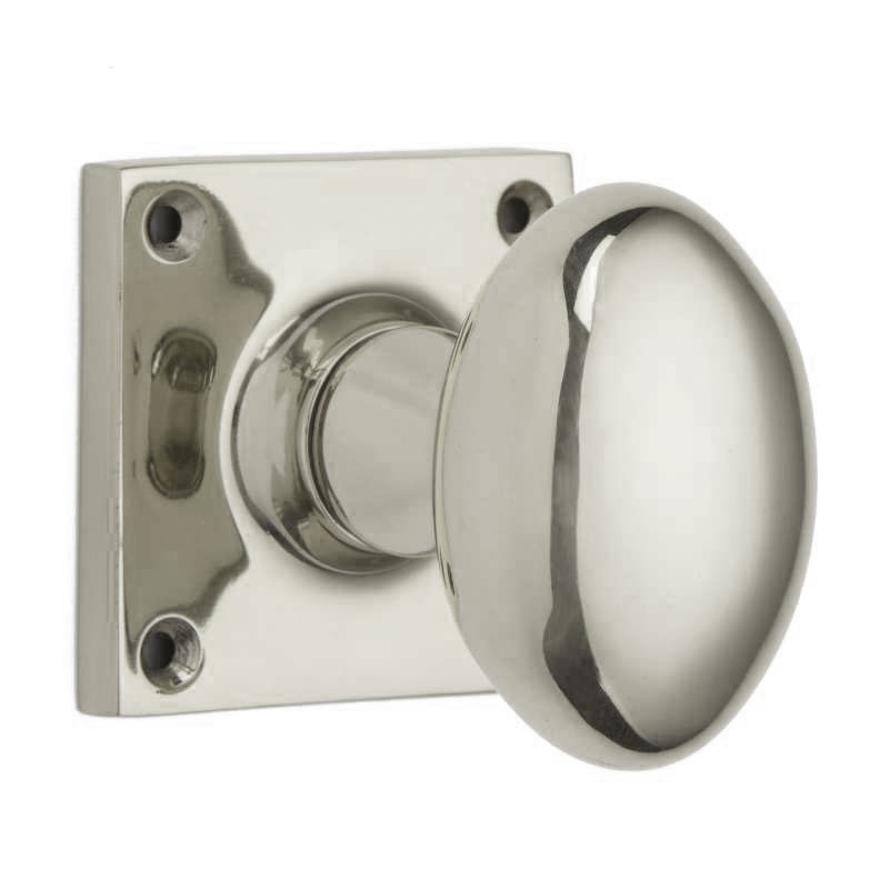 Oval Door Knob On Square Rose Polished Nickel Broughtons Lighting And Ironmongery 5932