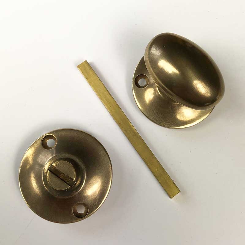 Solid Brass Antique Reeded Beehive Bathroom Thumb Turn & Release Latch Lock  -  Israel