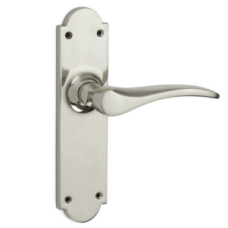 Oxford Door Latch Handles Polished Nickel Broughtons Lighting