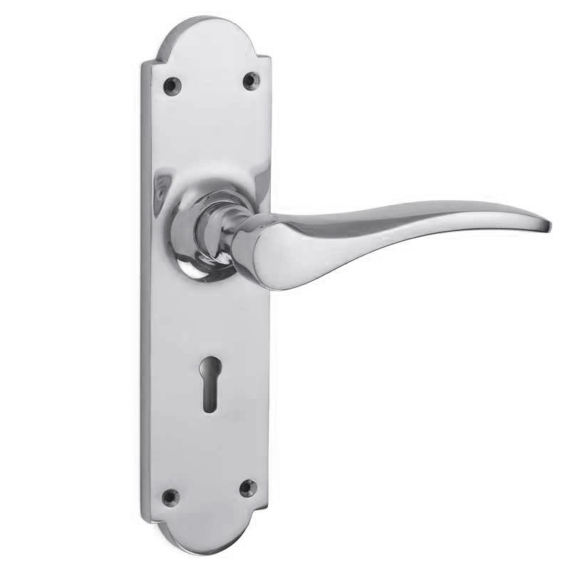Oxford Door Lock Handles Polished Chrome Broughtons Lighting