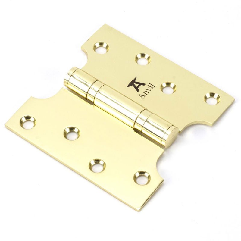 From The Anvil Parliament Hinges 4" x 2" x 4" Polished Brass Broughtons Lighting & Ironmongery