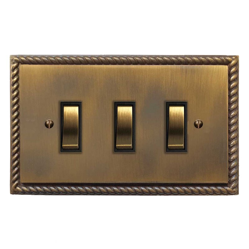 3 gang brass light switch