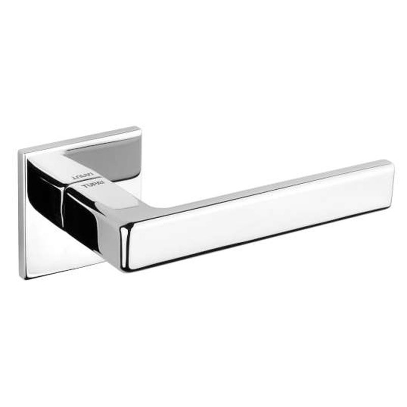 Portel Door Handle on Square Rose Polished Chrome - Broughtons Lighting ...