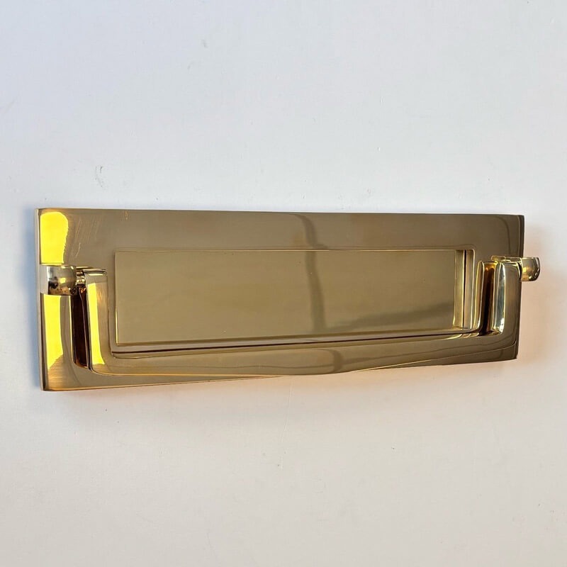 Croft Postal Knocker 10x3 Polished Brass Unlacquered Broughtons Lighting And Ironmongery 7385