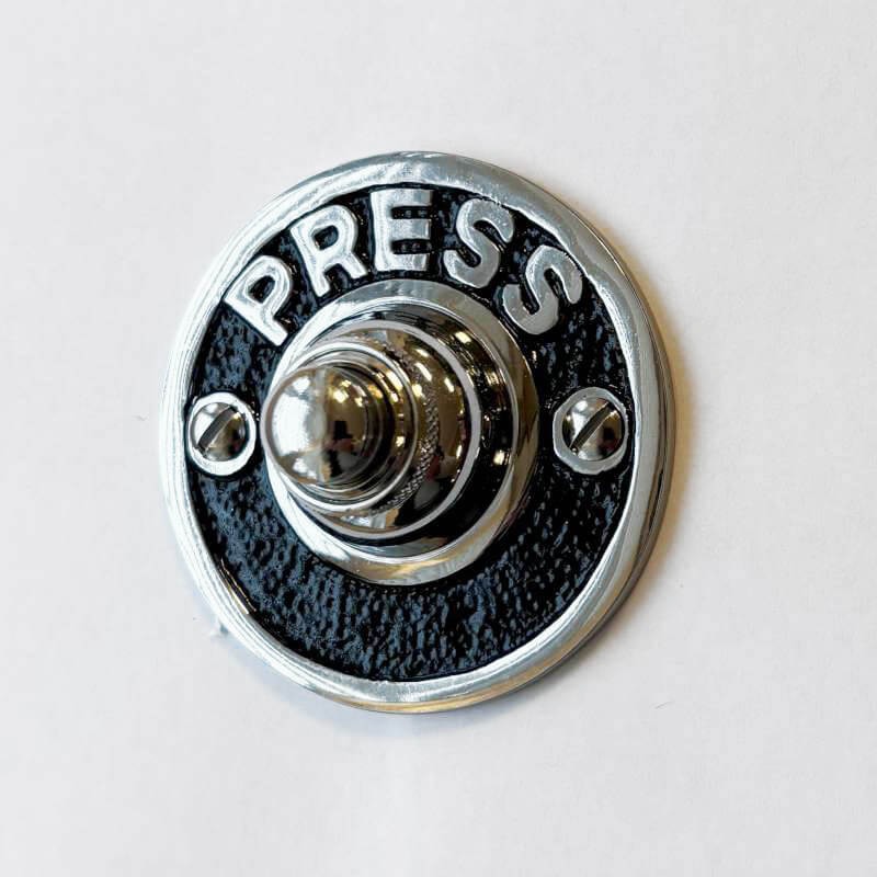 Prrss Bell Button Circular PRESS Bell Push 60mm Chrome & Black - Broughtons Lighting ...