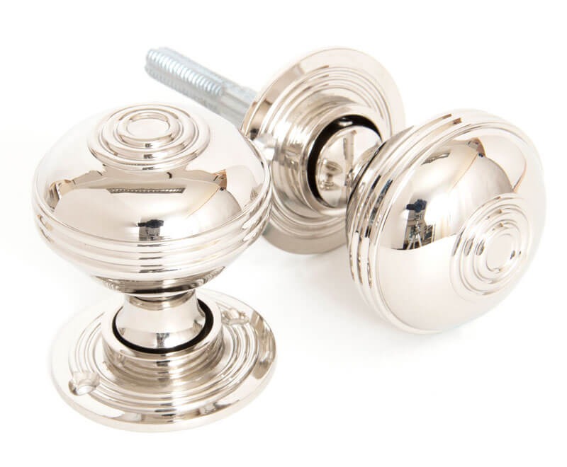 From The Anvil Prestbury 50mm Morticerim Door Knobs Polished Nickel Broughtons Lighting 4184