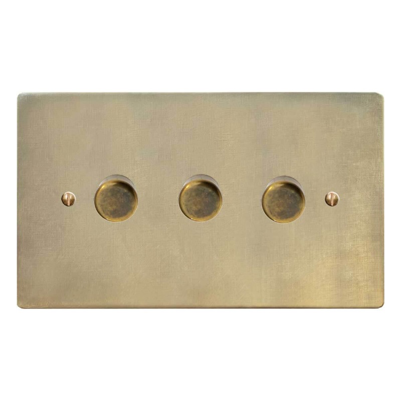 Victorian Dimmer Switch 3 Gang Antique Satin Brass Broughtons