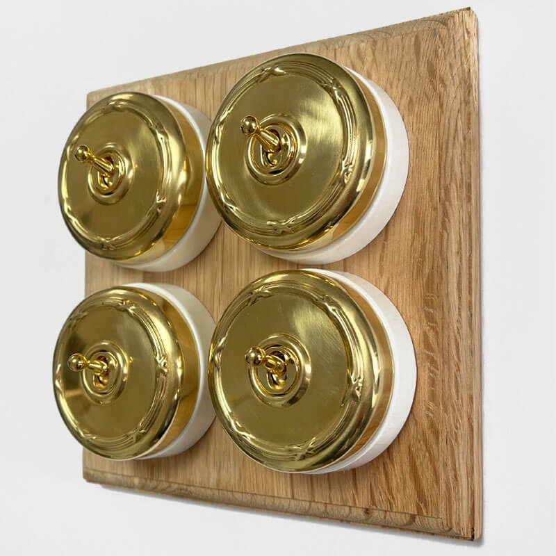 Reed And Ribbon Dome Dolly Light Switch 4 Gang Polished Brass ...