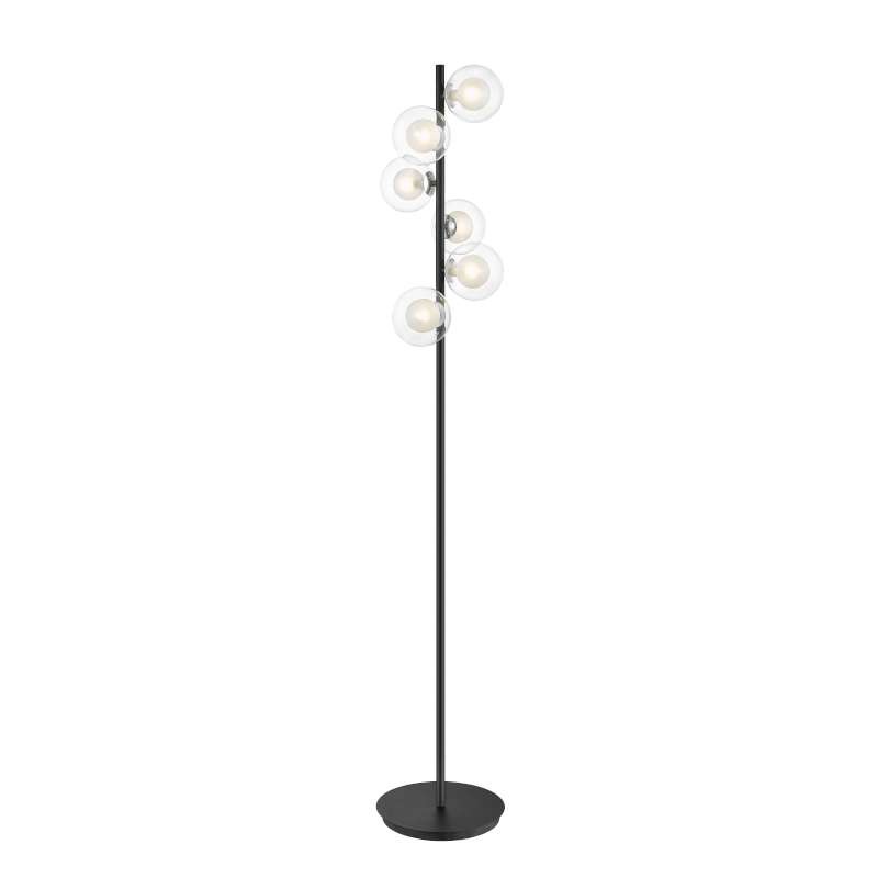 Remy 6L Floor Lamp Chrome & Black Broughtons Lighting & Ironmongery