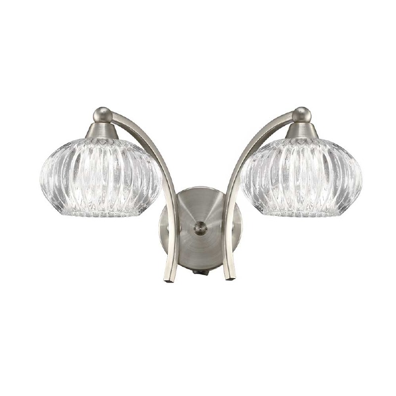 Ripples Double Wall Light Satin Nickel Broughtons Lighting & Ironmongery