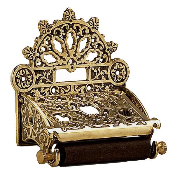 Decorative Toilet Roll Holder Polished Brass Broughtons Lighting