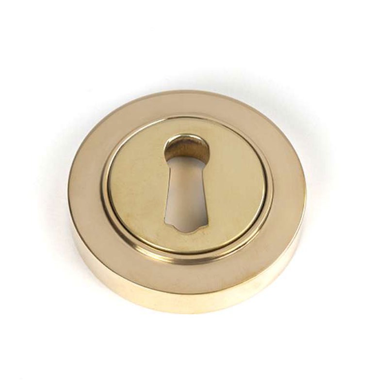 From The Anvil Round Escutcheon Plain Polished Brass Broughtons Lighting & Ironmongery