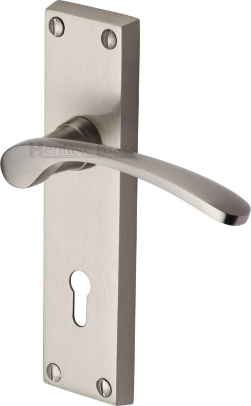 Heritage Sophia V4130 Door Lock Handles Satin Nickel Broughtons Lighting And Ironmongery 5158