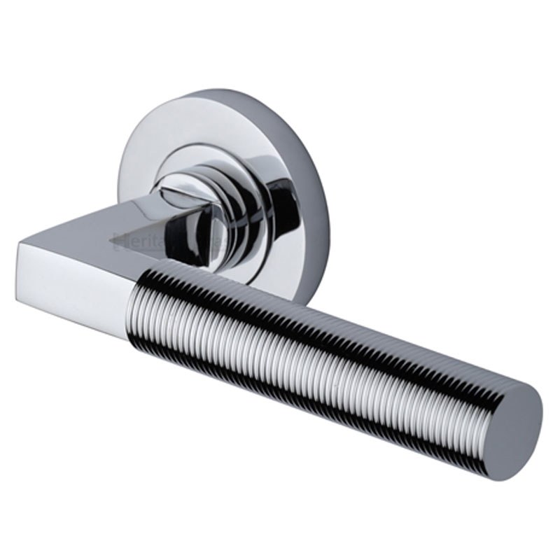 Heritage Spectral Round Rose Door Handles RS2261 Polished Chrome