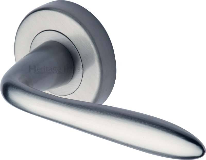 Heritage Sutton Round Rose Door Handles V1750 Satin Chrome Broughtons