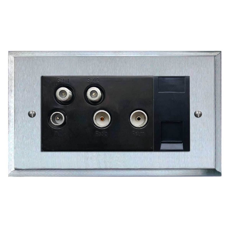 Mode Sky+ Socket Satin Chrome & Black Trim - Broughtons Lighting ...