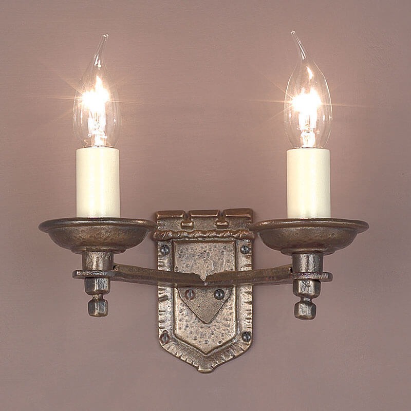 Tudor Double Wall Light Bronze Broughtons Lighting & Ironmongery