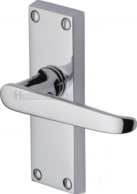 Heritage Victoria Short Latch Door Handles V3910 Polished Chrome Broughtons Lighting & Ironmongery