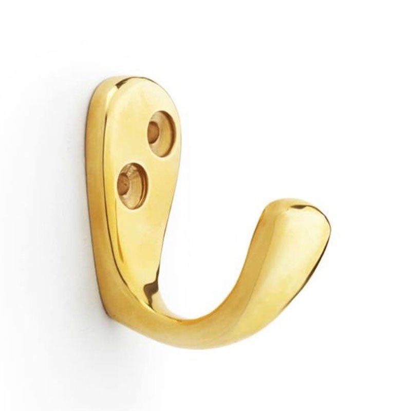 Alexander and Wilks - Victorian Double Robe Hook - Polished Brass