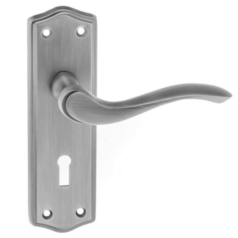 Warwick Lock Door Handles Matt Gun Metal Broughtons Lighting & Ironmongery