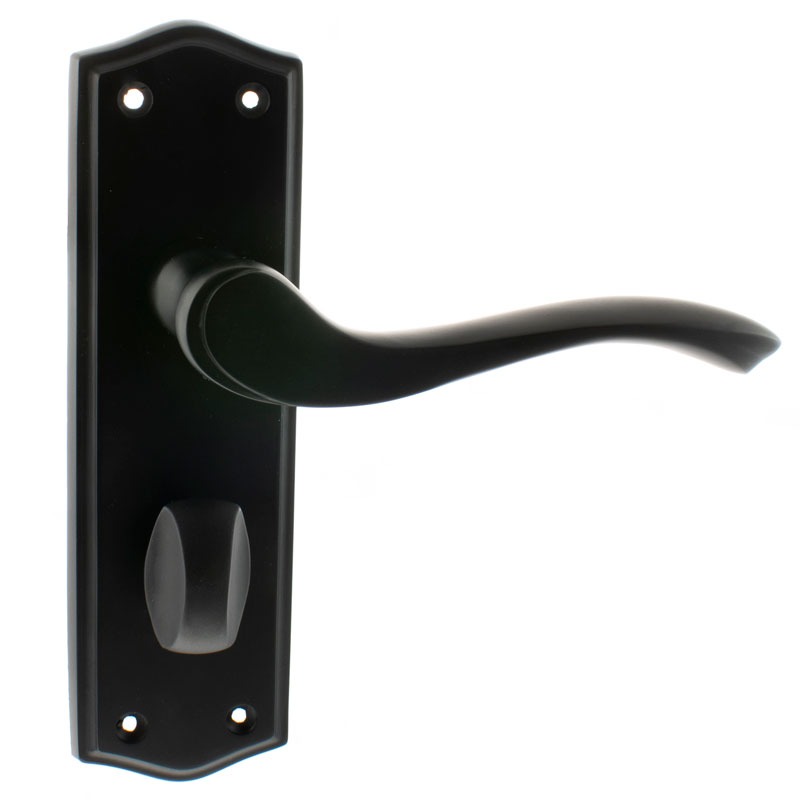 Warwick Bathroom Door Handles Matt Black - Broughtons Lighting & Ironmongery