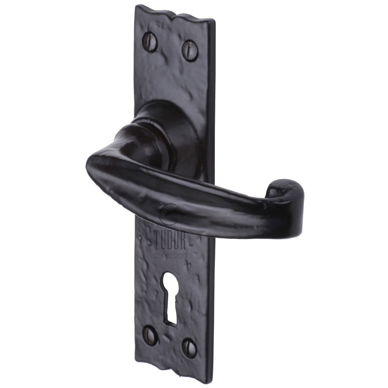 Heritage Tudor Wellington Lever Lock Door Handles TC600 Black Ironwork