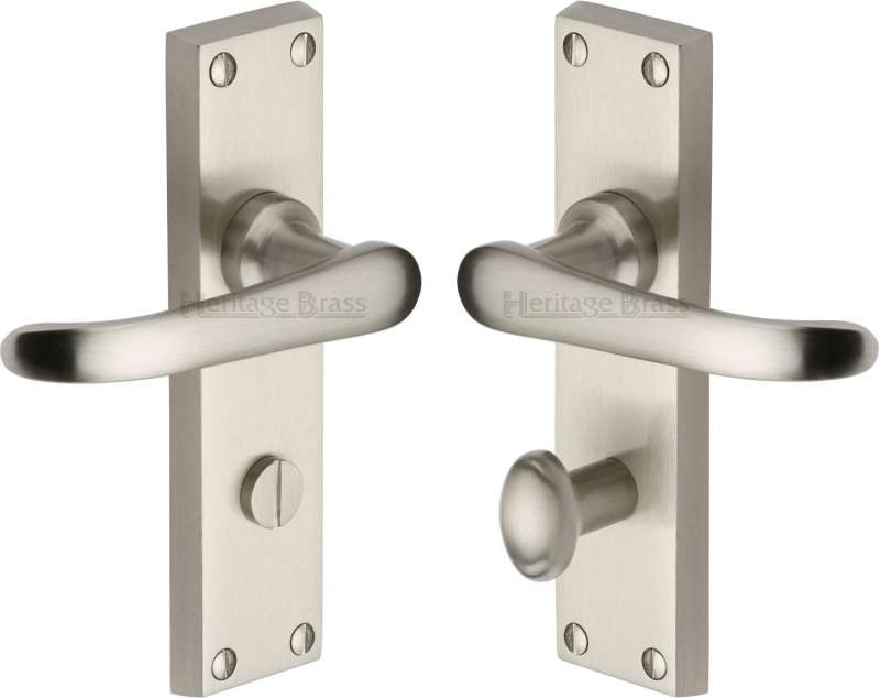 Heritage Windsor Bathroom Door Handles V730 Satin Nickel Broughtons