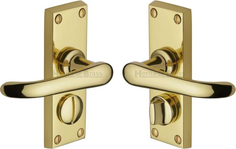 Heritage Windsor Privacy Door Handles V735 Polished Brass Lacquered