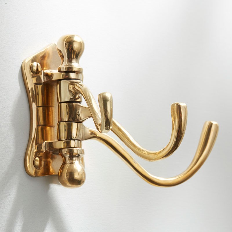 Triple Door Hook Polished Brass - Broughtons Lighting & Ironmongery