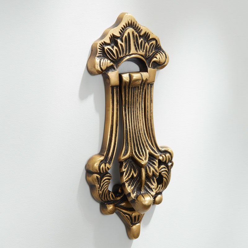Leaf Door Knocker Antique Satin Brass Broughtons Lighting  Ironmongery