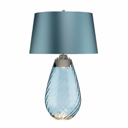 Elstead Lena Large Dual Light Blue Glass Table Lamp with Blue Shade